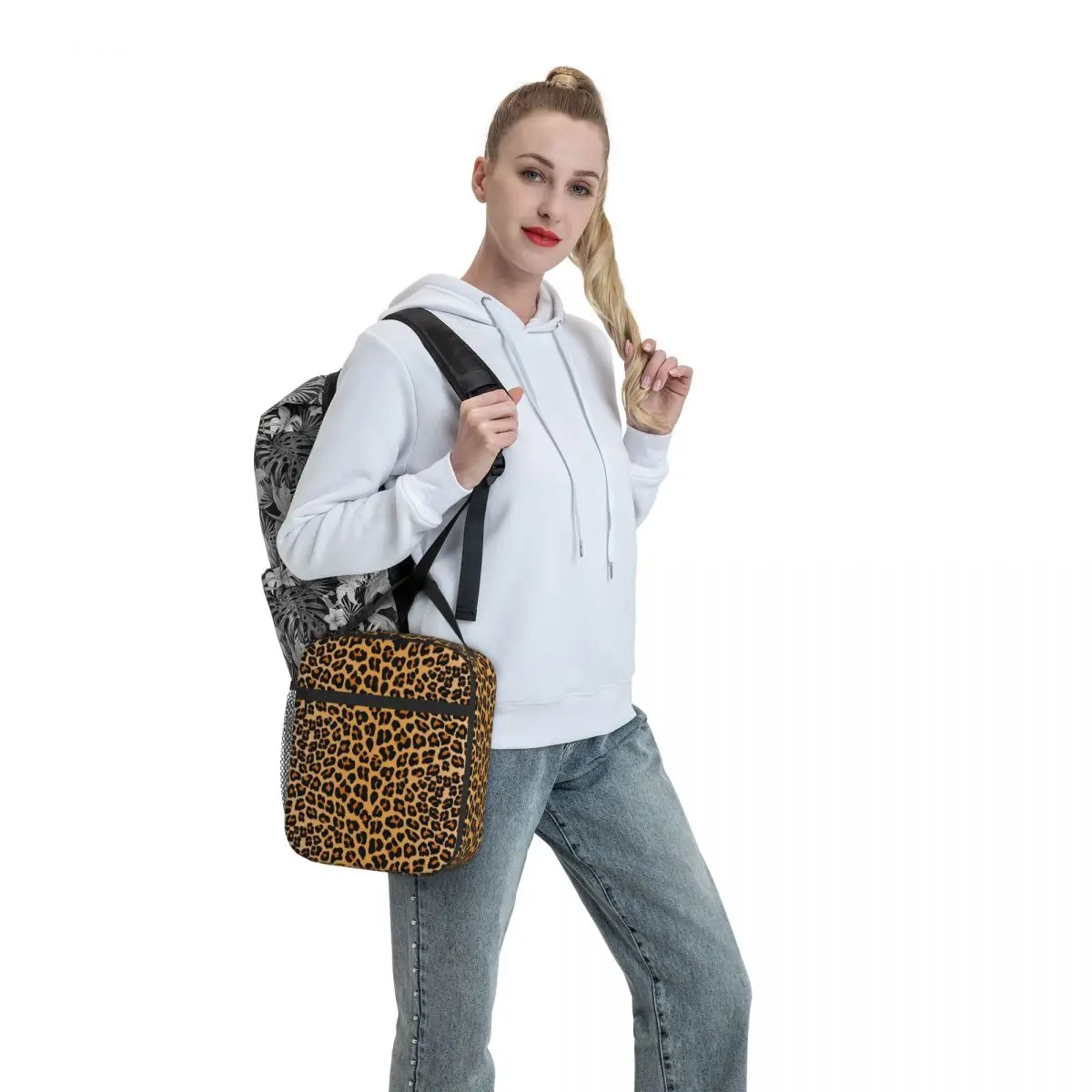 Bolsas de almuerzo con estampado de leopardo para mujer y niño, bolso de almuerzo portátil con aislamiento Bento Box, bolso de Picnic reutilizable, bolso térmico más fresco para la escuela