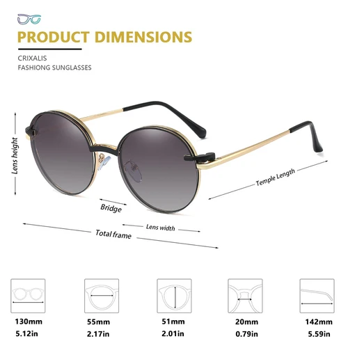 Imagen 2 del producto CRIXALIS, gafas Retro redondas personalizadas graduadas para hipermetropía y miopía para mujer, gafas de sol con clip magnéticas a la moda, lentes para mujer