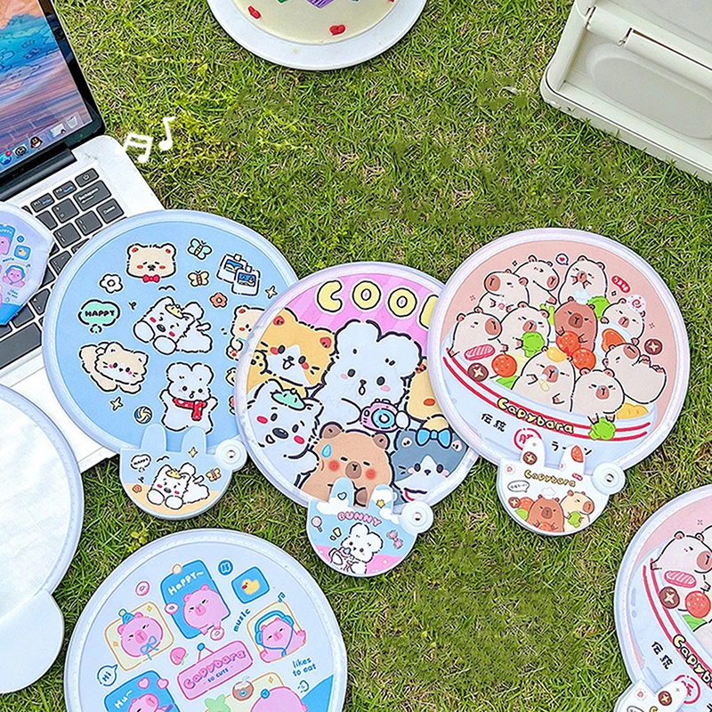 

Портативный мультяшный складной вентилятор Kawaii, креативный складной вентилятор, крутой летний ручной вентилятор, летающий диск, карманный тканевый вентилятор, подарки для детей