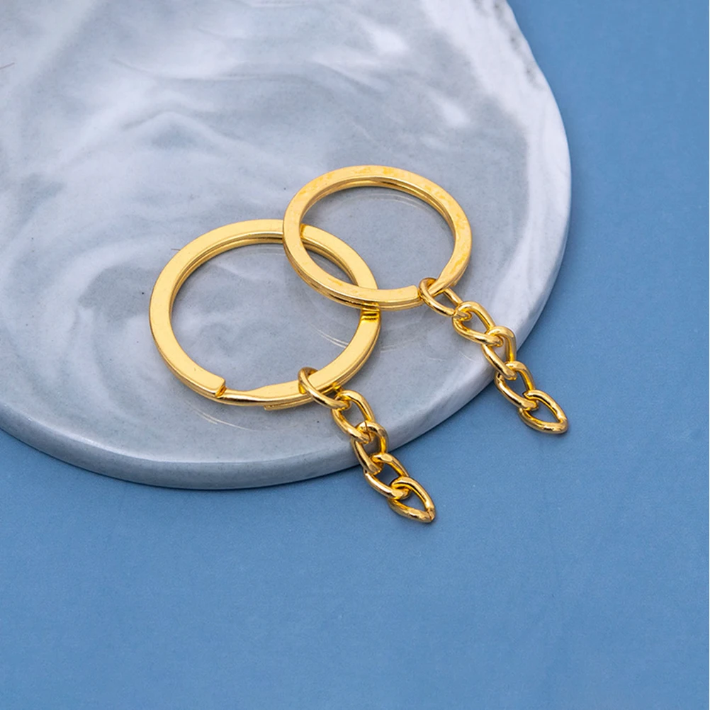 

100pcs Gold-plated Flat Chain Key Rings Split Connectors DIY Key Chain Accessories Golden Craft Graduation Wedding Party Favor