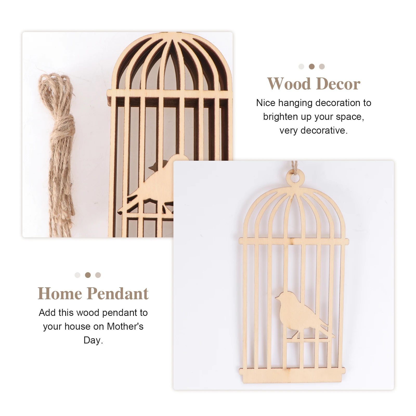 

10pcs Wooden Decor Hollow out Slices Creative Craft Decoration Fine Workmanship Without Burr Daily Theme Scene Spring