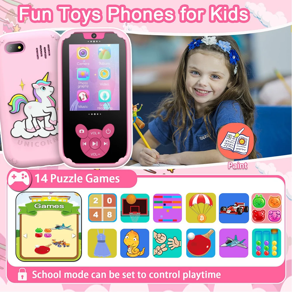 Kinder Smartphone Puzzle Spielzeug Dual-Kamera Musik-Player Baby-Handy mit 8g Memro lernen Spaß Spiele berühren großen Bildschirm besten Geschenke