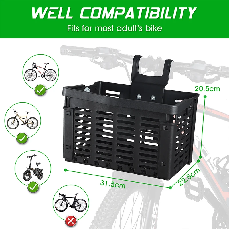 WEST BIKING Foldable Bicycle Basket Portable MTB Road Bike Handlebar Front Storage Rack Multifunctional Cycling Accessories