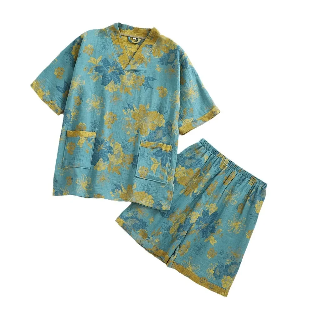 Cotton Double-Yarn Jacquard Sweat Steam Apparel: Ideal for Massage Sauna, Couple Bath, Hotel Yukata & Physiotherapy