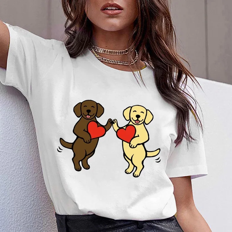 European and American Women's Funny Pattern Dachshund Pug Cute Dog Short-sleeved T-shirt Oversized T Shirt  Tops  Harajuku