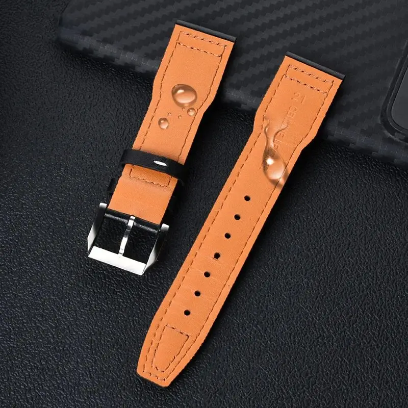 For IWC Spitfire Pilot Little Prince Mark 18 Watchband cowhide Leather Bracelet 20mm 21mm Watch Strap Man‘s Brown Black Blue