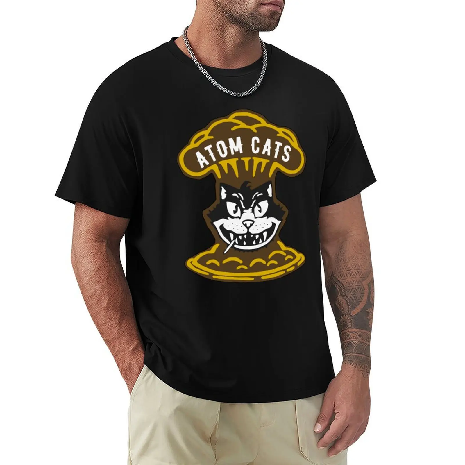 

Atom cats high quality T-Shirt Minimalist Plain Crew Neck T-Shirt