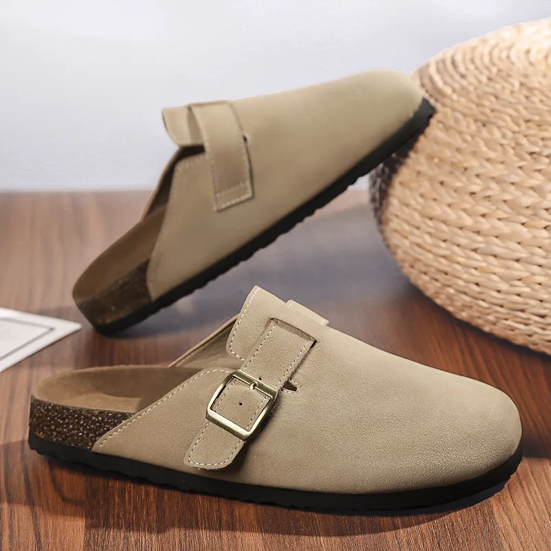 Summer New Men Fashion Slippers Retro Birken Leather Casual Slides Comfortable Street Cool Beach Shoes Man Sandals