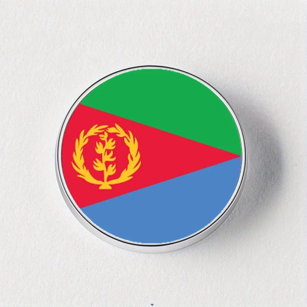 3D Fridge Magnets with 3.2cm Eritrea Flag Logo Silver Metal Pattern Is Used To Decor