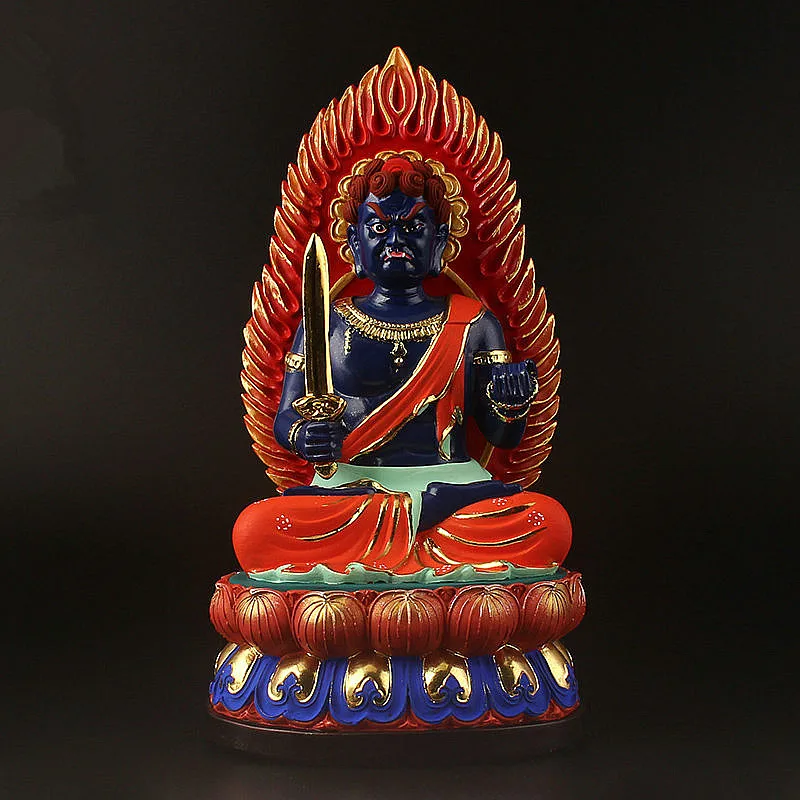 25cm Colored Painted Aryaacalanatha Bodhisattva Buddhist Tibetan Big Keep Safe Auspicious Symbol Home Putting Decorate Statue