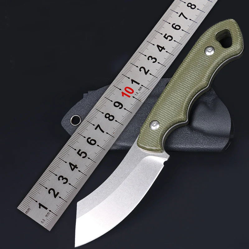 

Free shipping Fixed Blade Knife With k sheath High quality Sandvik 14c28n steel blade Linen handle Outdoor Camping EDC tools