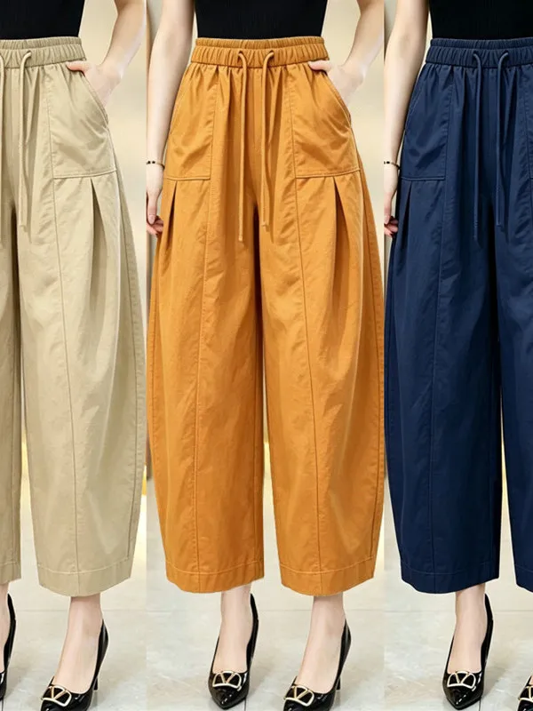 Fashionable Casual Pants Women Summer New Large Size Loose Mom Small Straight Leg Balloon Knife Wide Leg Pants