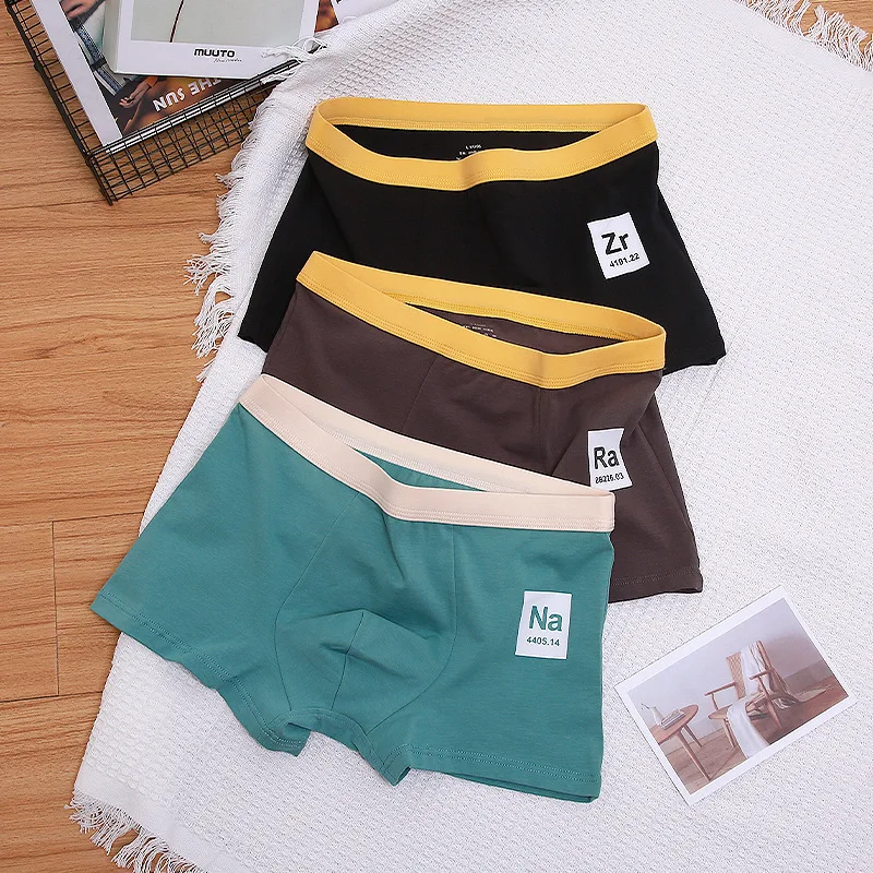 

Cotton Flat Leg Pants Printed Letters Tide Men Underpants Flat-Footed Panty Students Panties Large Size Youth Boxer Shorts