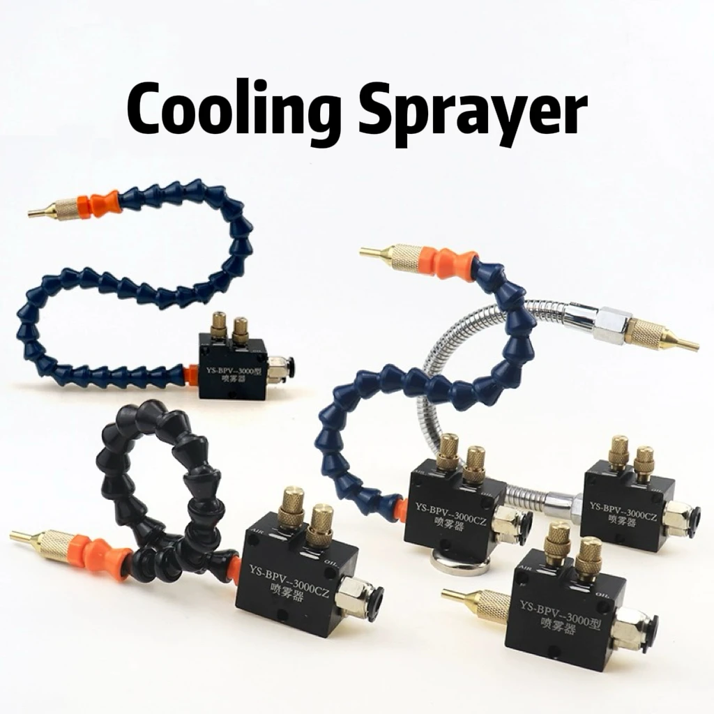 Pneumatic lathe machining cooling sprayer Mist Coolant Lubrication Spray System 1.5m water pipe oil pump for CNC Lathe Milling