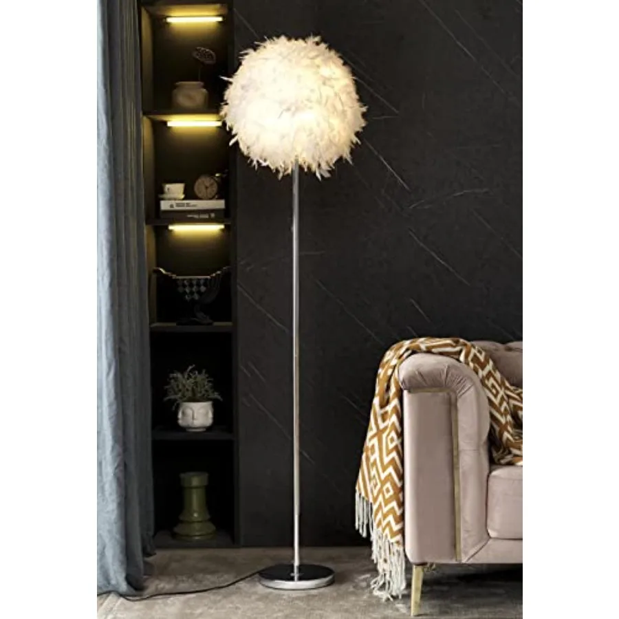 

Floor Lamp Elegant White Feather Standing Lamps with On/Off Switch