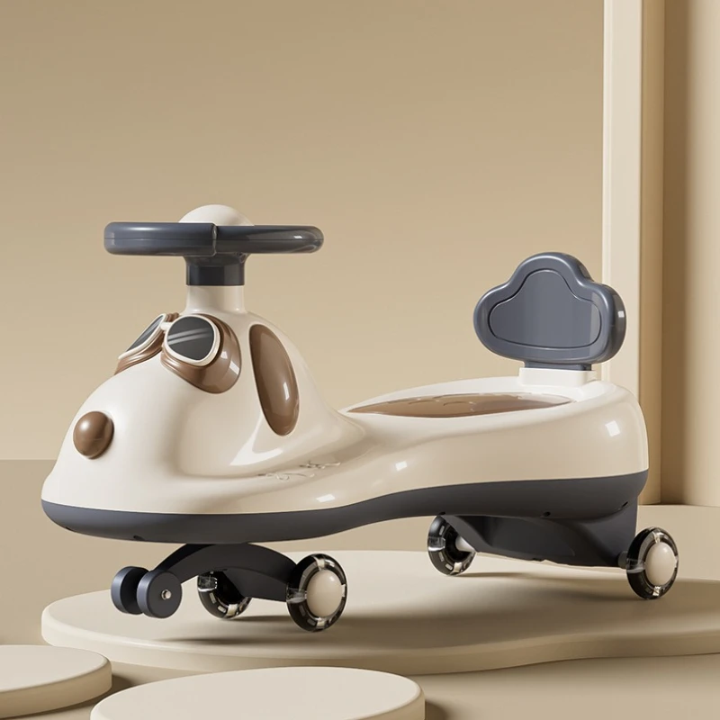 ‌Toddler Baby Wiggle Ride-On Cart 1-3Y: Flash Wheels Safety Rocker Storage Bin 360° Steering Smooth Handle - Early Learning Toy‌