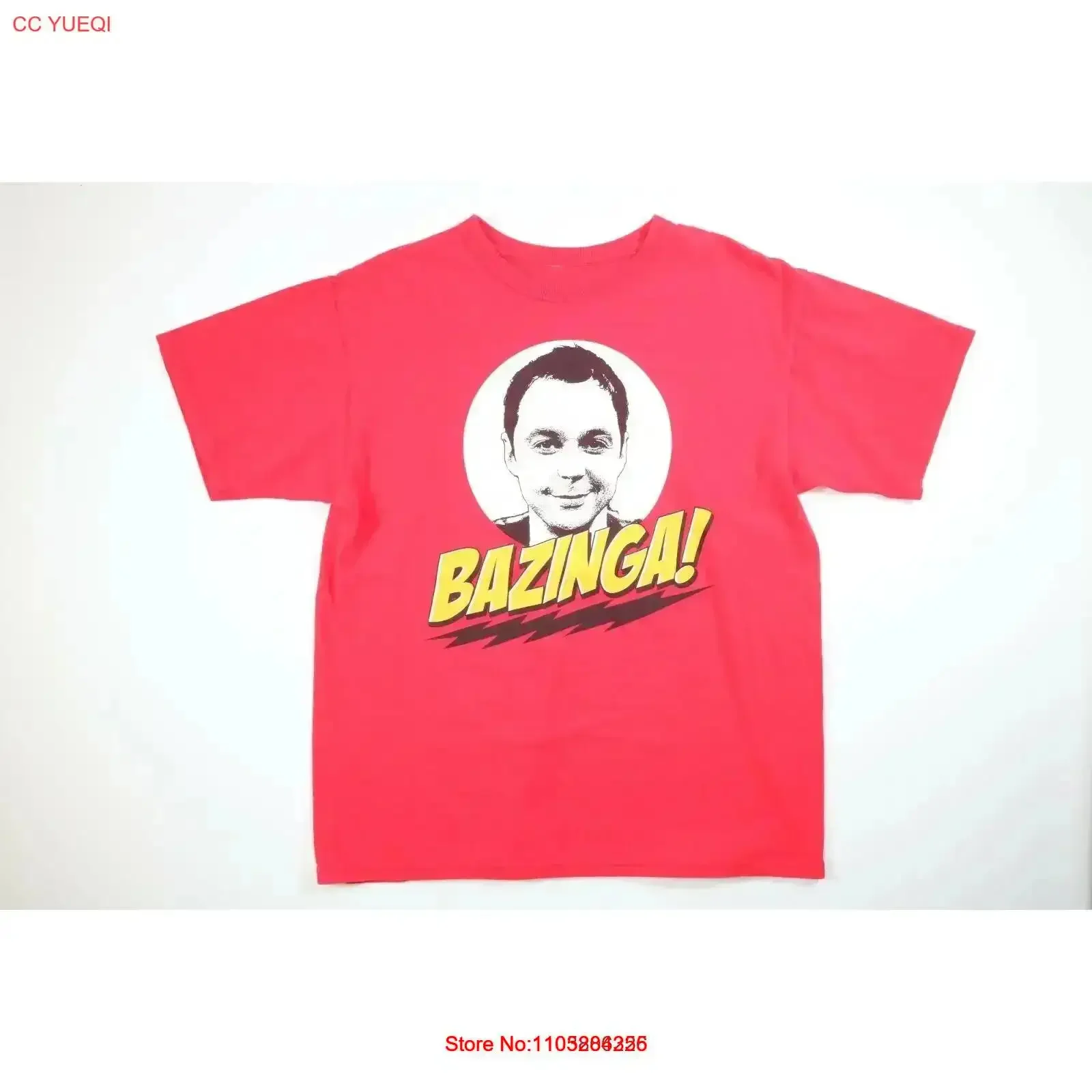 Mens Red Sheldon Bazinga T Shirt Large L EUC vintage Washed Versatile Soft homme Comfortable Stretched Casual Slightly Stylish
