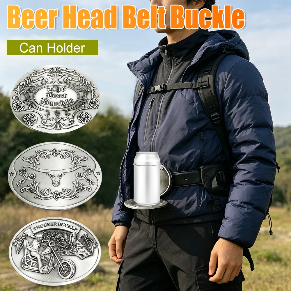 

Outdoor Metal Beer Head Belt Funny Bottle Buckle for Camping Can Holder Drinking Portable Bar Metal Beer Head Belt Buckle