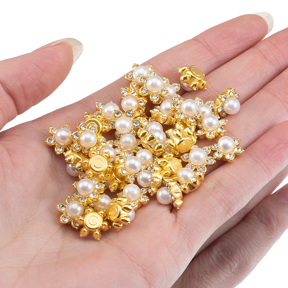 50pcs Colorful Faux Pearl Small Flat-back Flowers Beads For Hair Accessories Clothing Brooches DIY Jewelry Making image 3