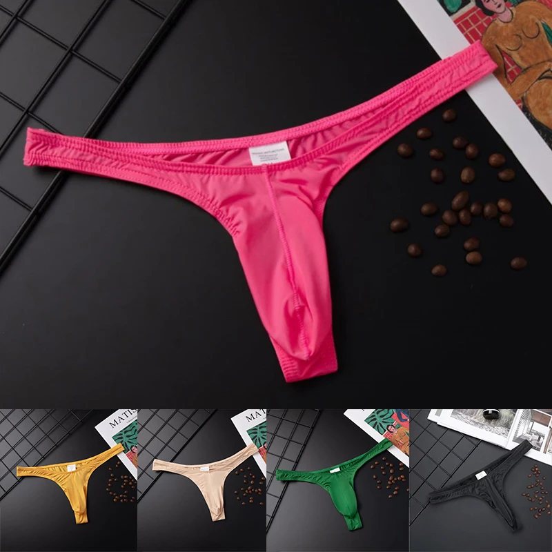 Sexy Mannen Ondergoed Korte Ijs Zijde Homo mannen Jockstrap T-Back String Thongs G string mannen Tanga ademende Mannen Onderbroek