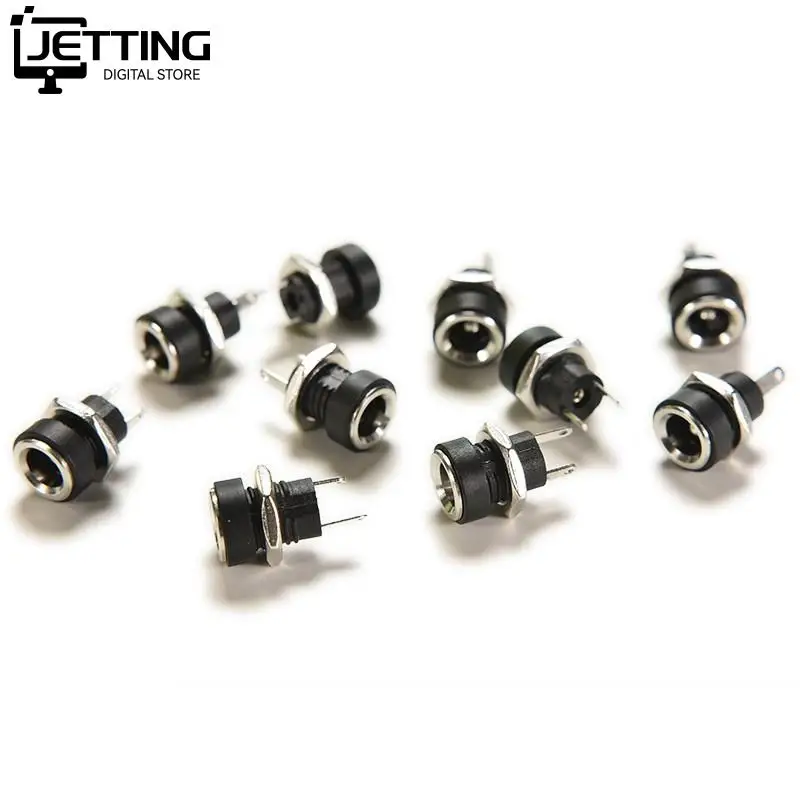 10 Pcs 5.5mm x 2.1mm 3A 12 V DC Power Supply Jack Socket 2 Pin Plug Female Panel Mount Connector Adapter Converter with Nut