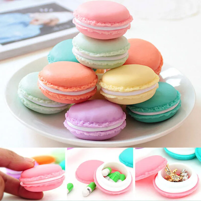 น่ารัก Candy Color Macaron กล่องเก็บของมินิกล่องกล่องเก็บเครื่องประดับกล่องเก็บยาวันเกิดของขวัญ Pill ภาชนะใส่ยาขวดกล่องยา