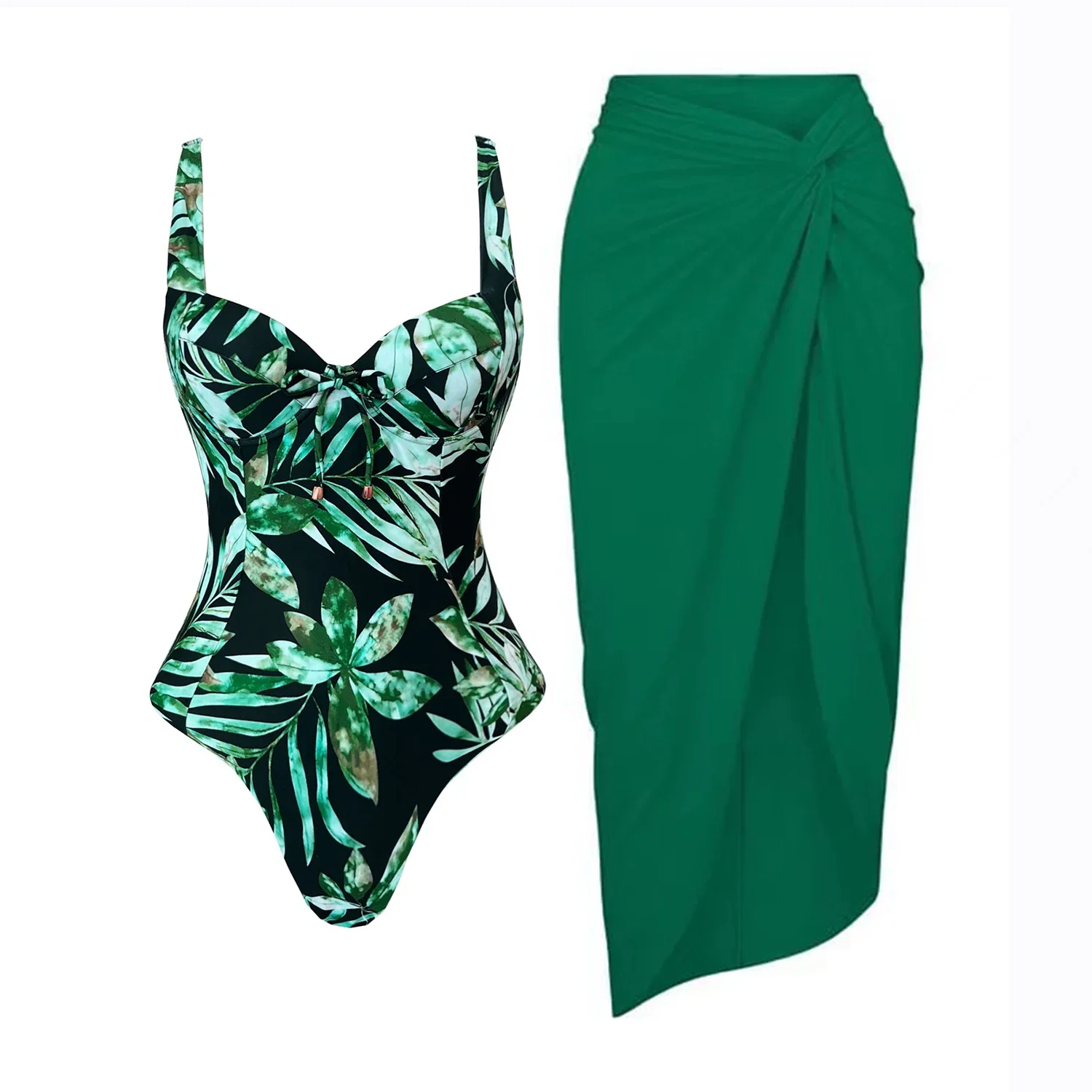 Traje de baño con estampado Floral de leopardo y cubierta, traje de baño Sexy de realce para mujer, trajes de baño con hombros descubiertos, traje de baño, ropa de playa