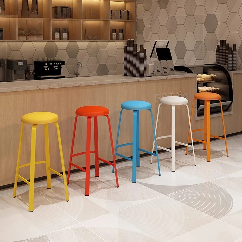 Modern Minimalist Round Bar Stool Stackable Height Chair for Kitchen Island Home Furniture Milk Tea Drink Cafe Counter Stools