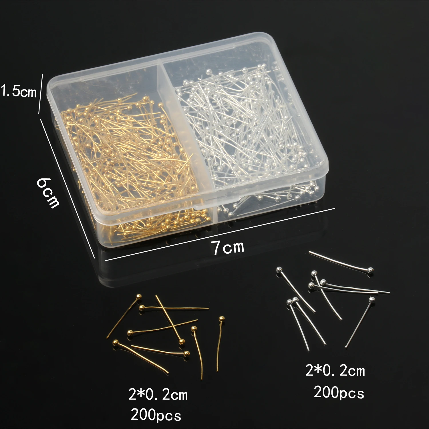 Wholesale 1box Gold Color Flat Head Pins 20mm Pins Accessories Box Kits Fashion Jewelry Making DIY Fixed Connectors Findings