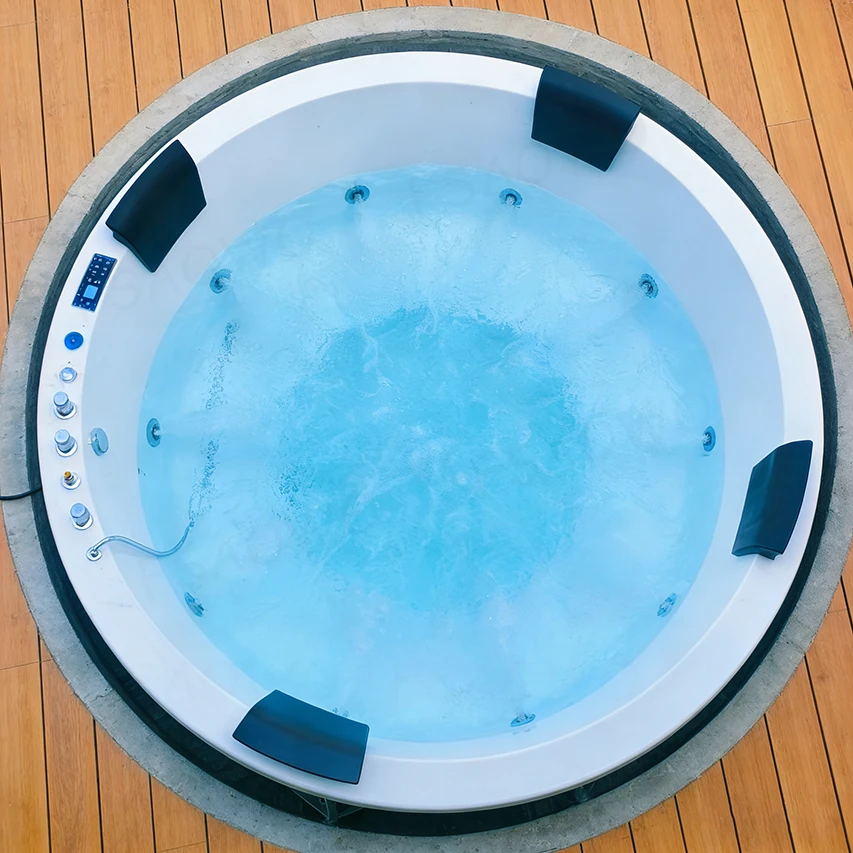 2.5m Swim Spa Sauna Room For 4-6 Person Round Shape Jakuzi Built-in Pool Spa Outdoor With 3kw Heater