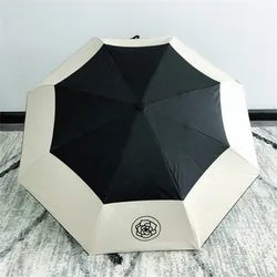 Windproof Folding Automatic Umbrella for Men and Women, Black Coating Parasol, Luxury Brands, Wind Resistant