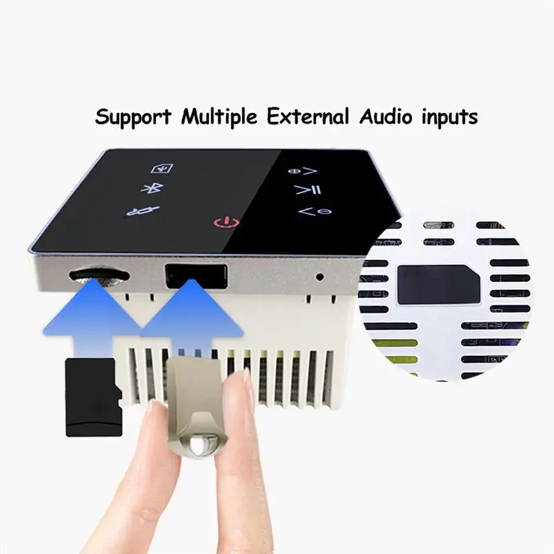 

(A23G) Bluetooth-усилитель для встраивания в стену с USB и SD-картами, музыкальная панель, умная домашняя фоновая аудиосистема, стерео для отелей и ресторанов - белый