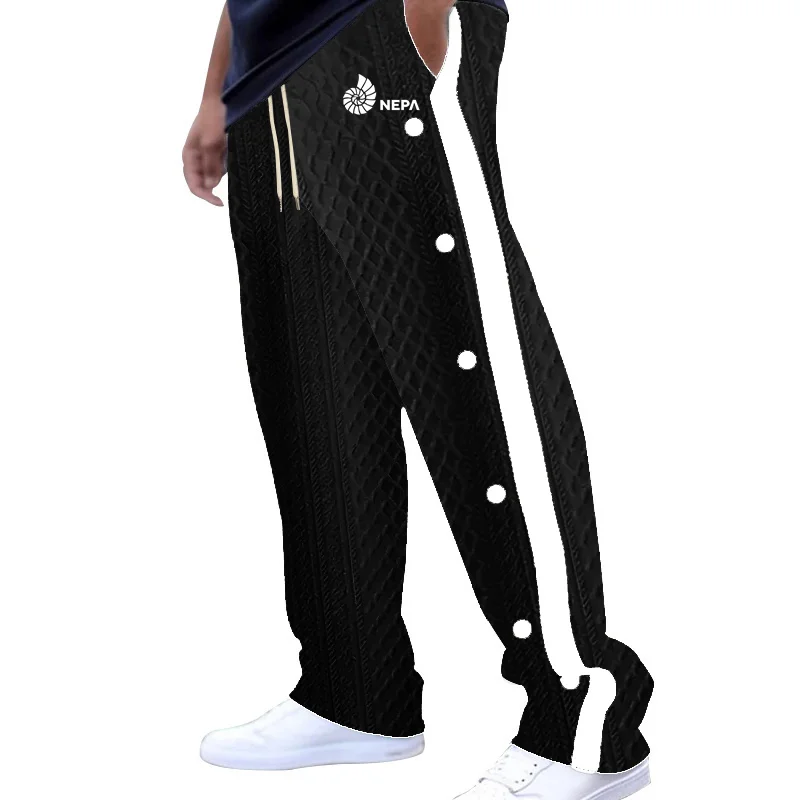 

New men's textured jacquard trousers for all four seasons, single-breasted patchwork loose large-sized casual pants, versatile s
