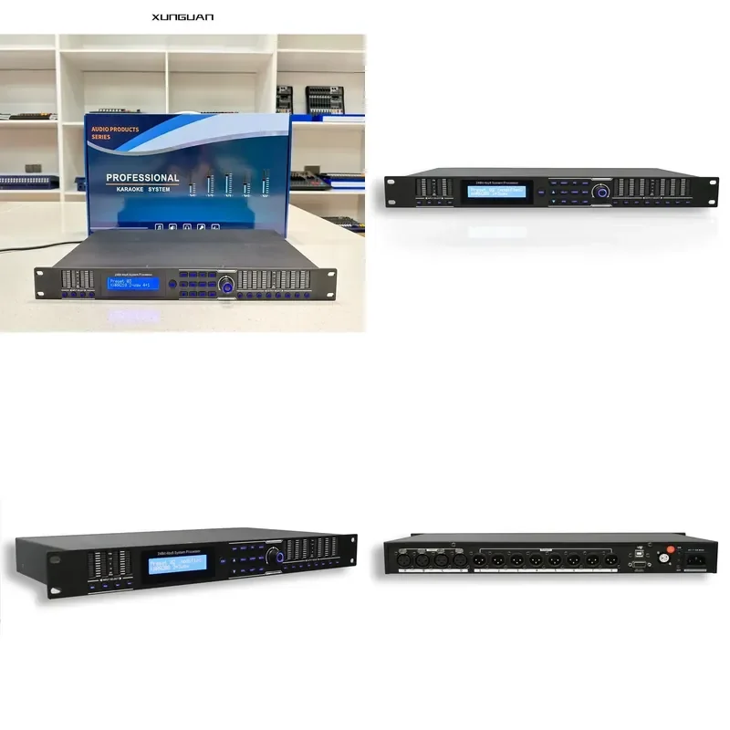 Optimize audio clarity with a 4 in 8 out loudspeaker management system featuring an intuitive display for precise tuning