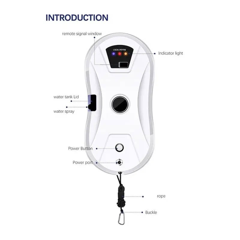 B51CNEW! Ultrathin Window Cleaning Robot Remote Control Vacuum Cleaner Glass Wiper Dry Wet Mopping Capabilities