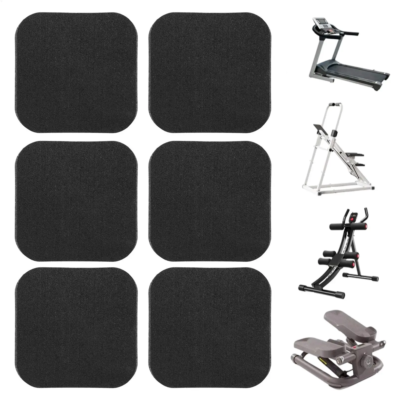 Treadmill Pads for Floor 6-Piece Shock Absorbing Noise Reduction Bike Trainer Mat Rowing Machine Pad for Home Office Apartment