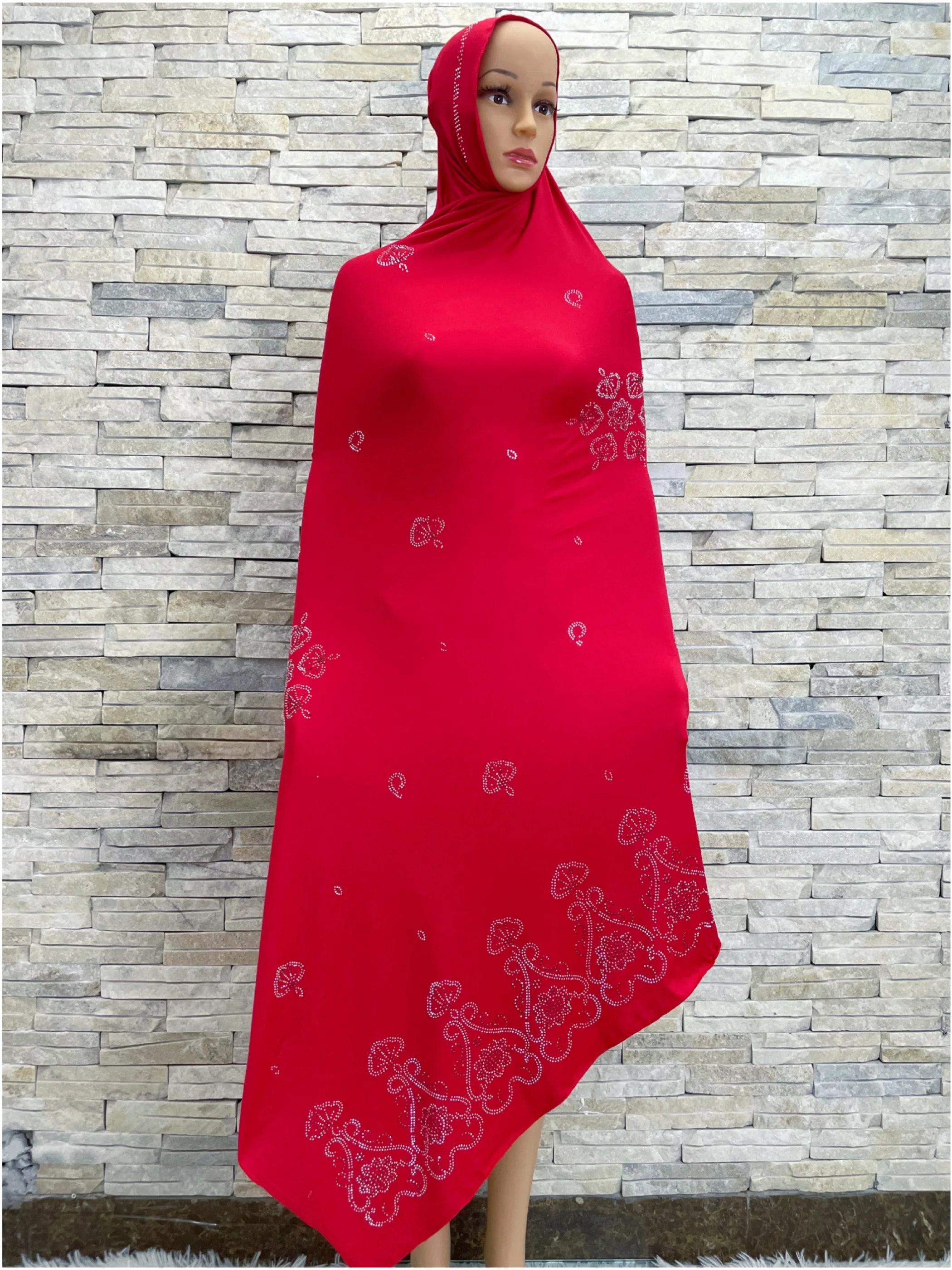 KASHKHA-Soft Scarf for African Muslim Women, Big Shawls with Rhinestones, Dubai Pray, 100% Cotton, 180*120cm, Latest, 2022