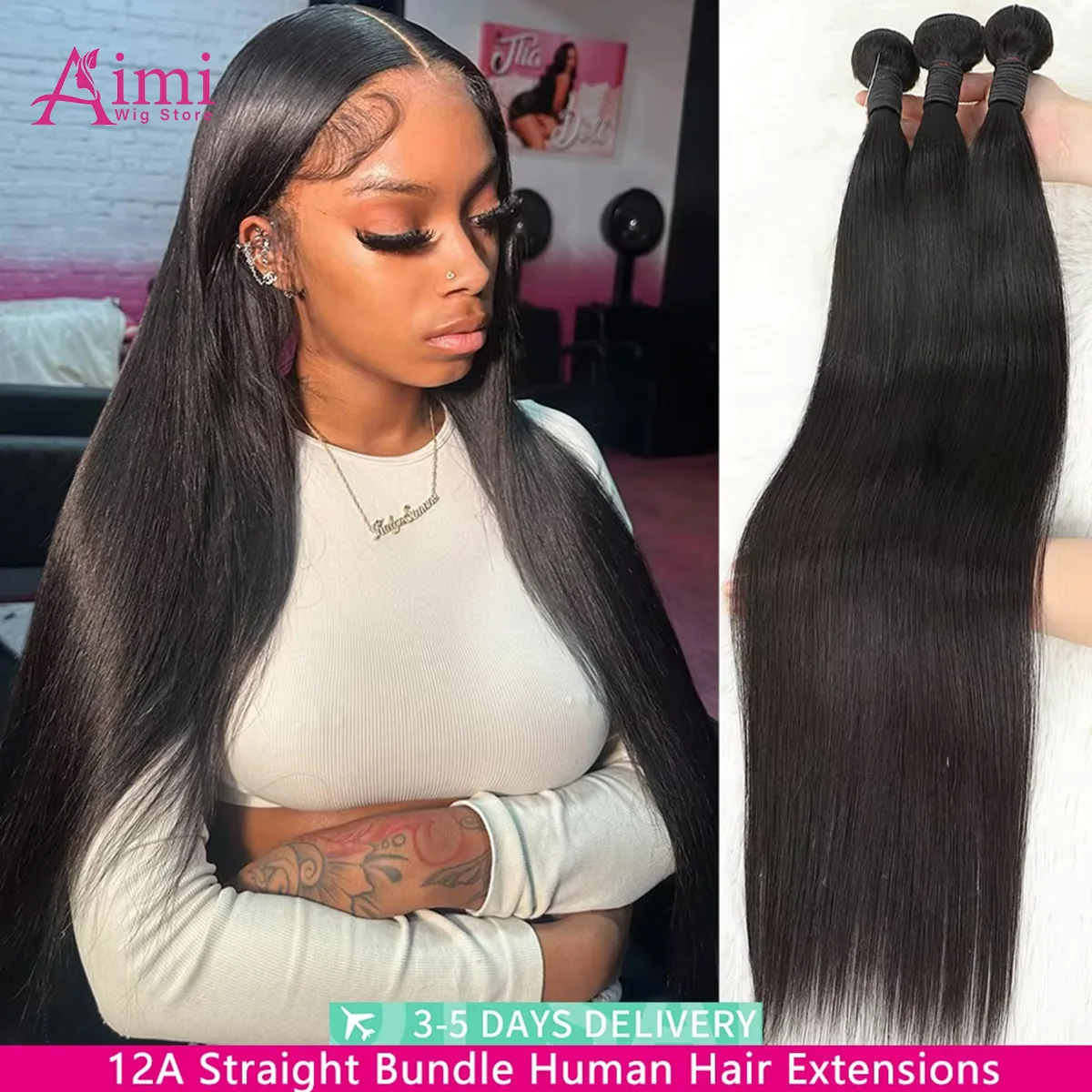 16A Прямые пучки человеческих волос 30 дюймов 100% бразильские человеческие волосы 3/4 Пучки мягких и шелковистых двойных пучков волос для женщин