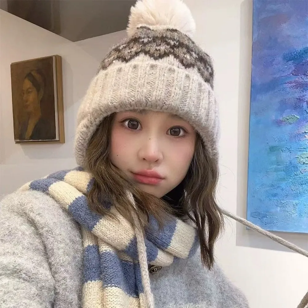 

Fashion Warm Winter Hat Ear Protection Cute Knitted Cap Thickened Bomber Hat for Women