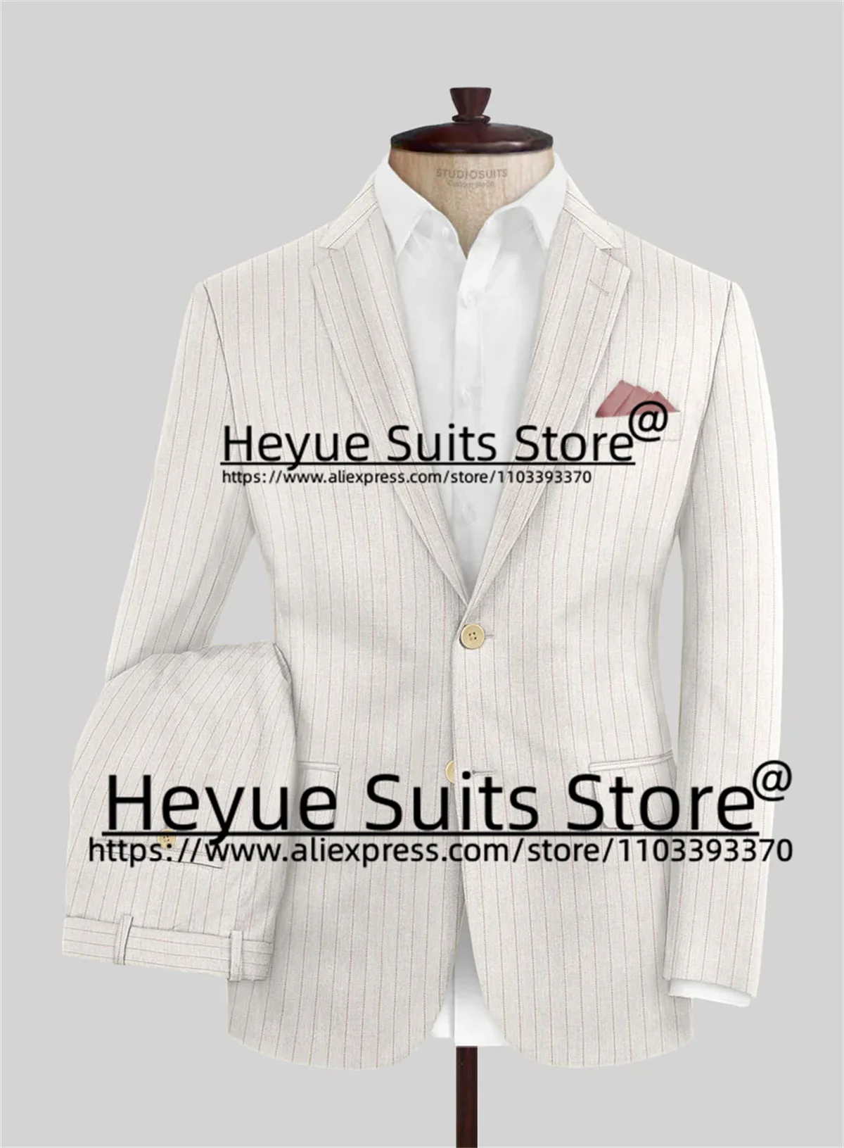 Hochwertige Streifen Geschäfts leute Anzüge Slim Fit gekerbt Revers Bräutigam formale Smoking 2 Stück Sets klassische männliche Blazer Ropa Hombre