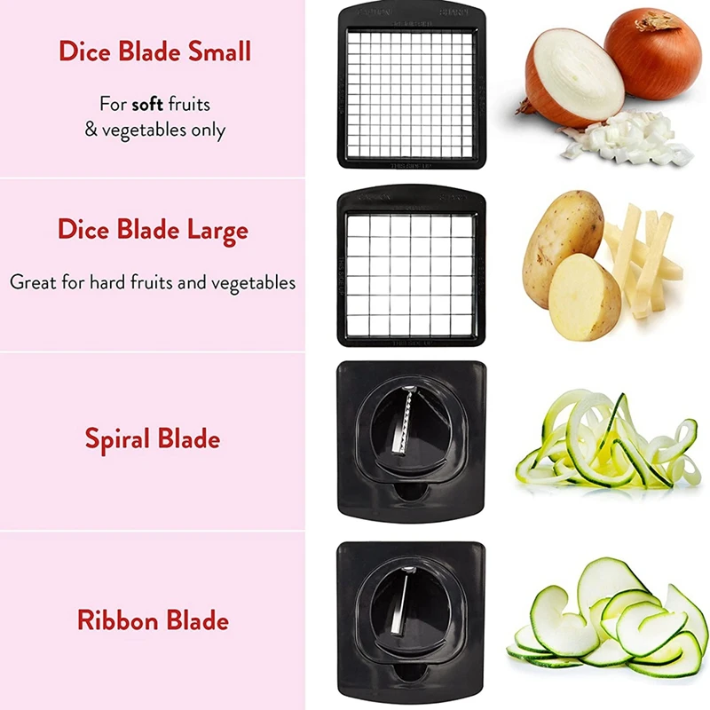 Home Vegetable Cutter Spiralizer Vegetable Slicer - Onion Chopper With Container - Pro Food Chopper