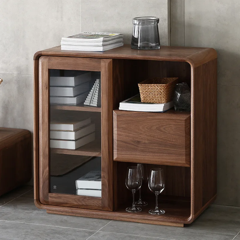 

TV side cabinet all solid wood modern simple living room small apartment storage cabinet can be customized
