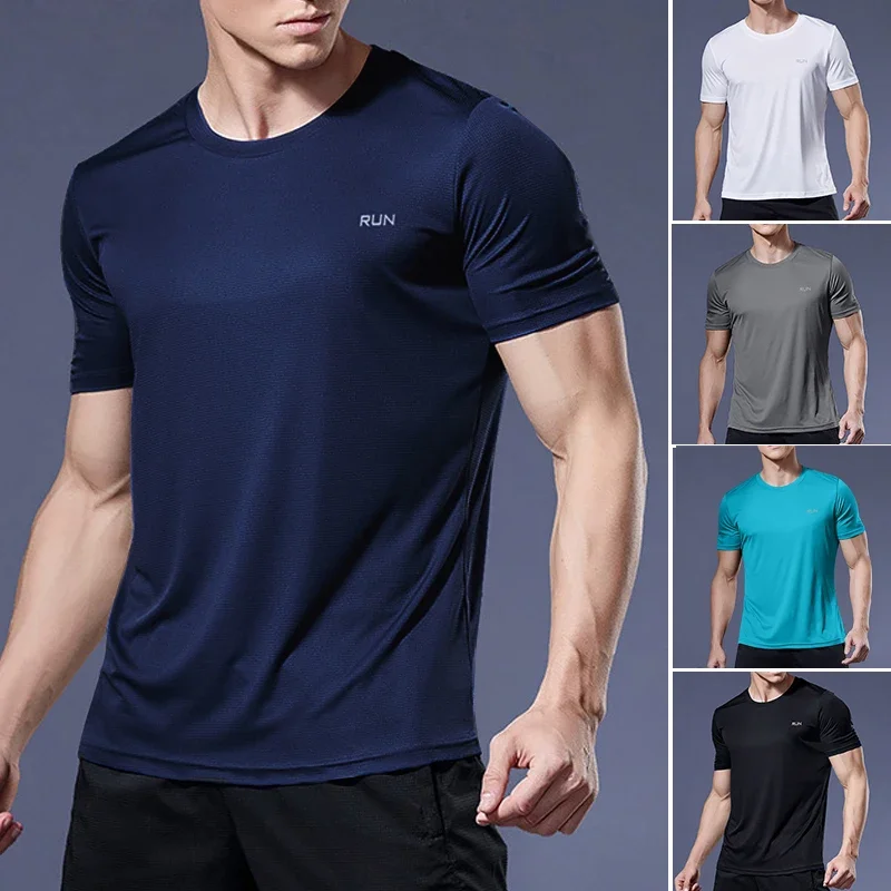 

1 Piece Men's Short Sleeve Undershirt Man Athletic T-Shirt Quick Drying Lightweight Silk Underwear For Running Training Fitness