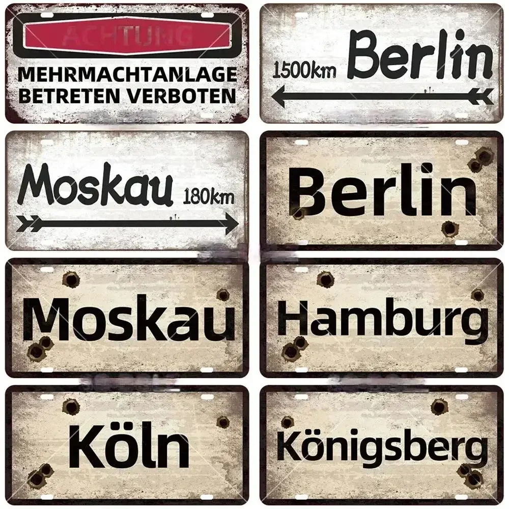 Vintage Berlin City Plate War Aluminum Sign Store Bar Metal Home Club Man Cave Pub Decor Painting Plaques Poster Wall Decoration