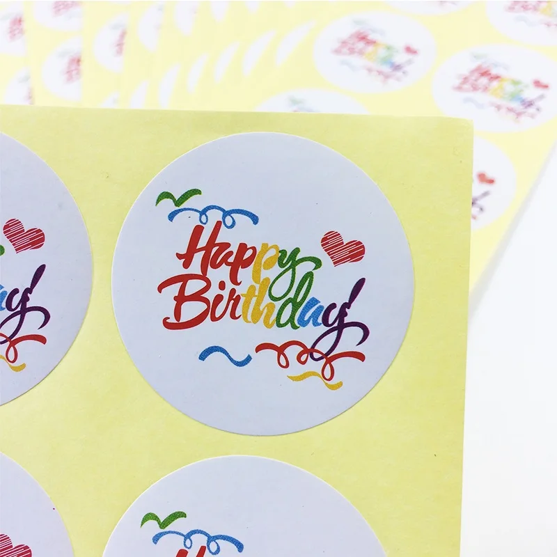 

80Pcs/lot New Rainbow Happy Birthday Round Kraft Seal Sticker DIY Multifunction Self-adhesive Package Gift Packaging Labels