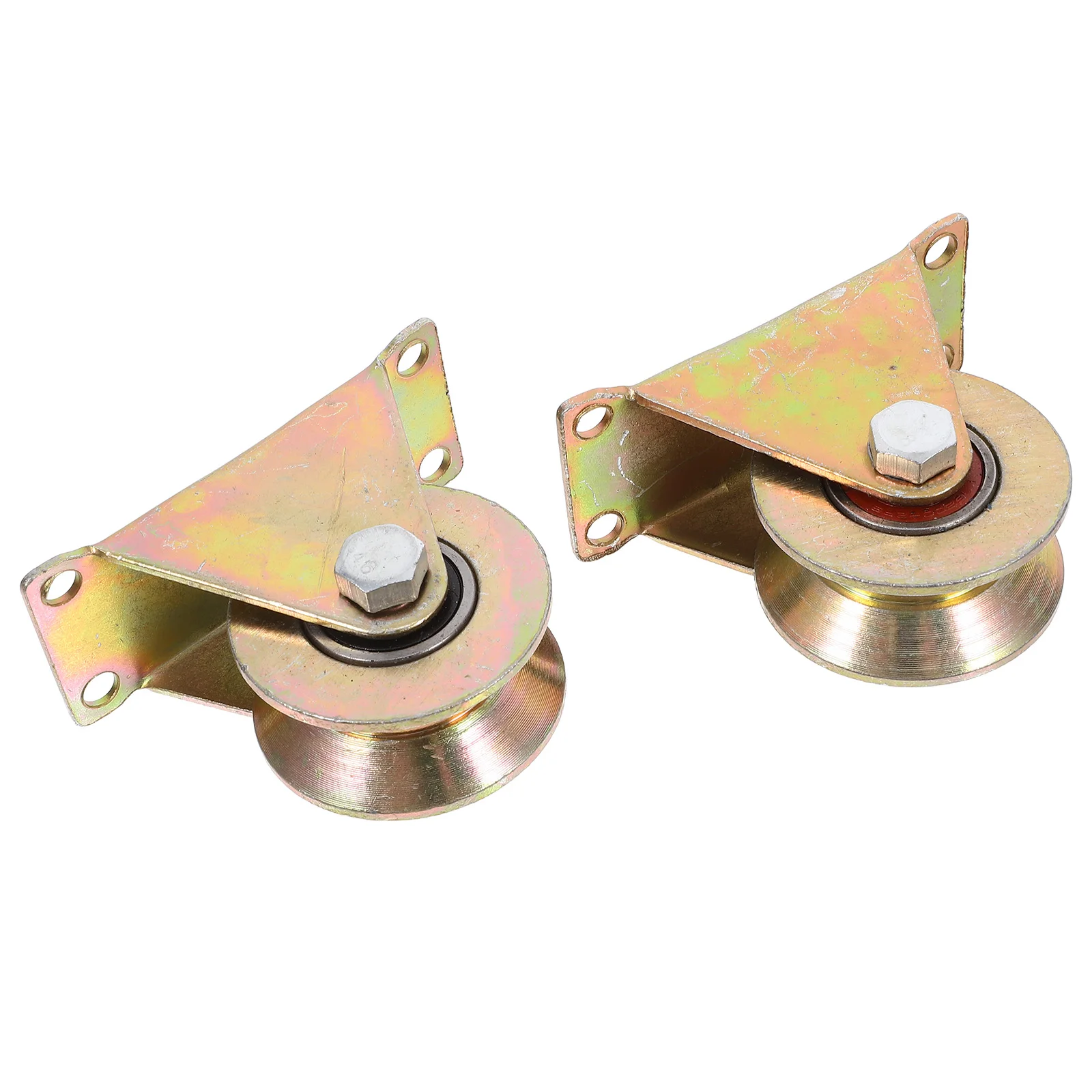 

2PCS Sliding Door Pulley Track Wheel V shaped Groove Iron Material Smooth Operation Wardrobe Kitchen Bookcase Heavy Duty Rope