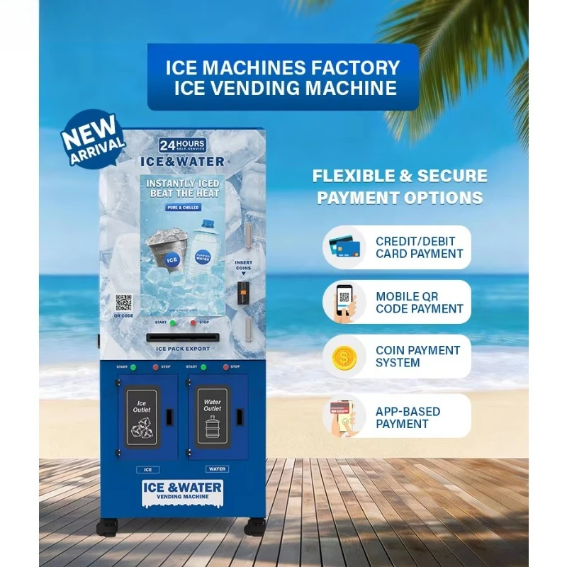 Commercial Fully Automatic Ice Cube Vending Machine with Packed Purified Water and Ice Cube Vending Machine for Sale Customized