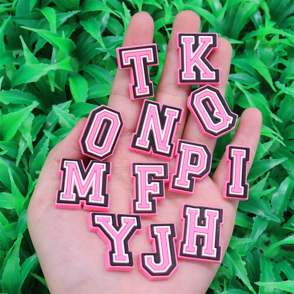 26Pcs/Set Simply Letters Shoes Button Charms DIY Spelling Name PVC Alphabet Decoration Fit Children Birthday Gifts