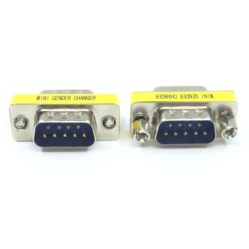 1pc DB9 MINI Gender Changer adapter RS232 Com D-Sub to Male Female VGA plug connector 9Pin