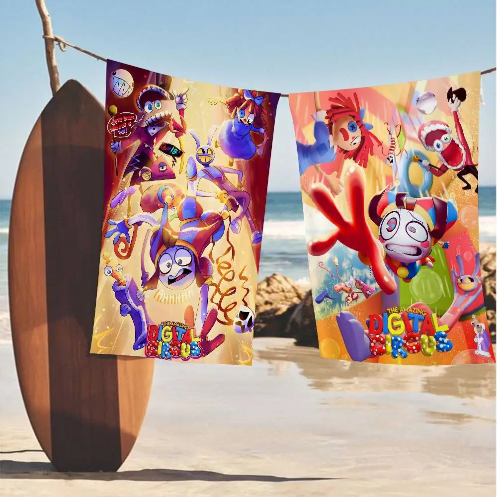 Anime The Amazing Digital Circus Vintage Bath Towel Microfiber Soft Water Absorbing Breathable For Girl Kids Decorative Towel